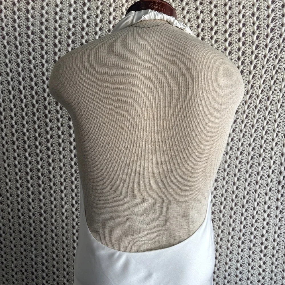 Show Me Your Mumu Jasmine Dress Halter Mini Dress Backless Satin White Size M - Picture 3 of 14